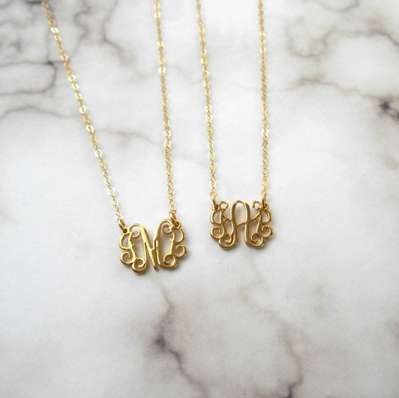 Gold Monogram Necklace - Picture 4 of 7